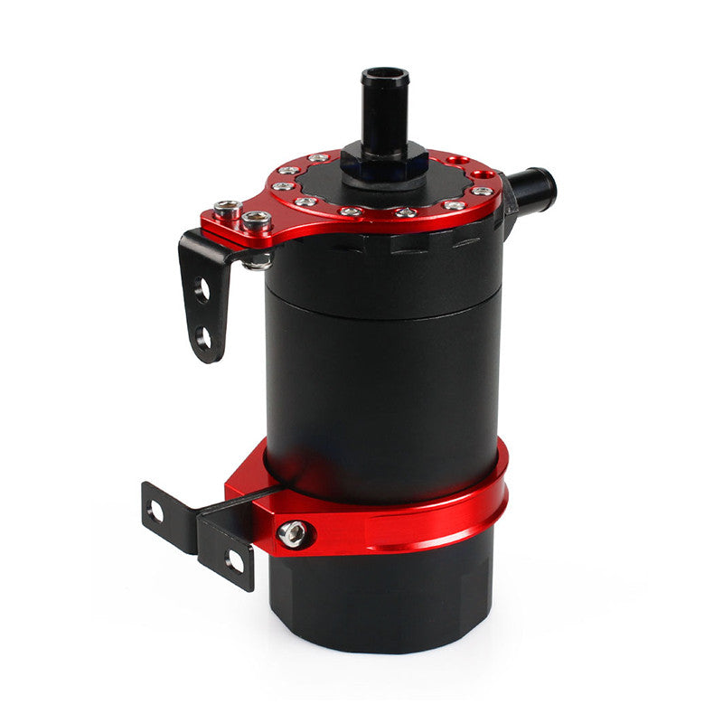 Red Universal Car Round Oil Tank Baffled Aluminum Oil Catch Can Resevoir Tank