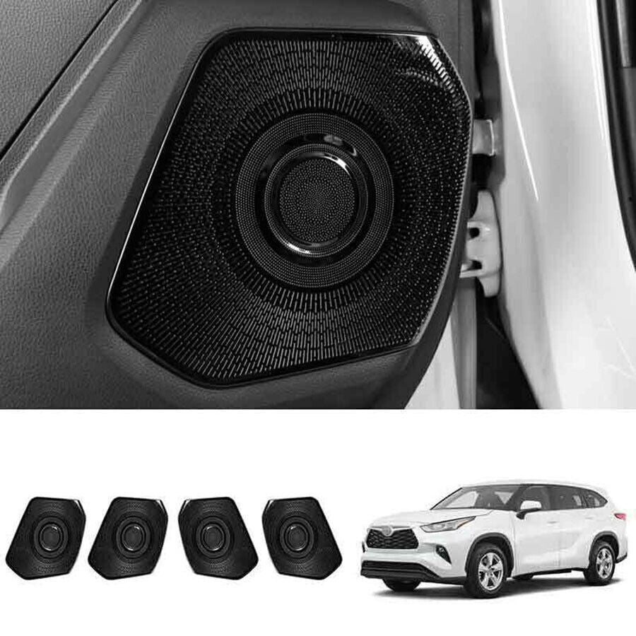 for Toyota Highlander 20-2024 Black Steel Inner Door Speaker Panel Cover Trim 4X