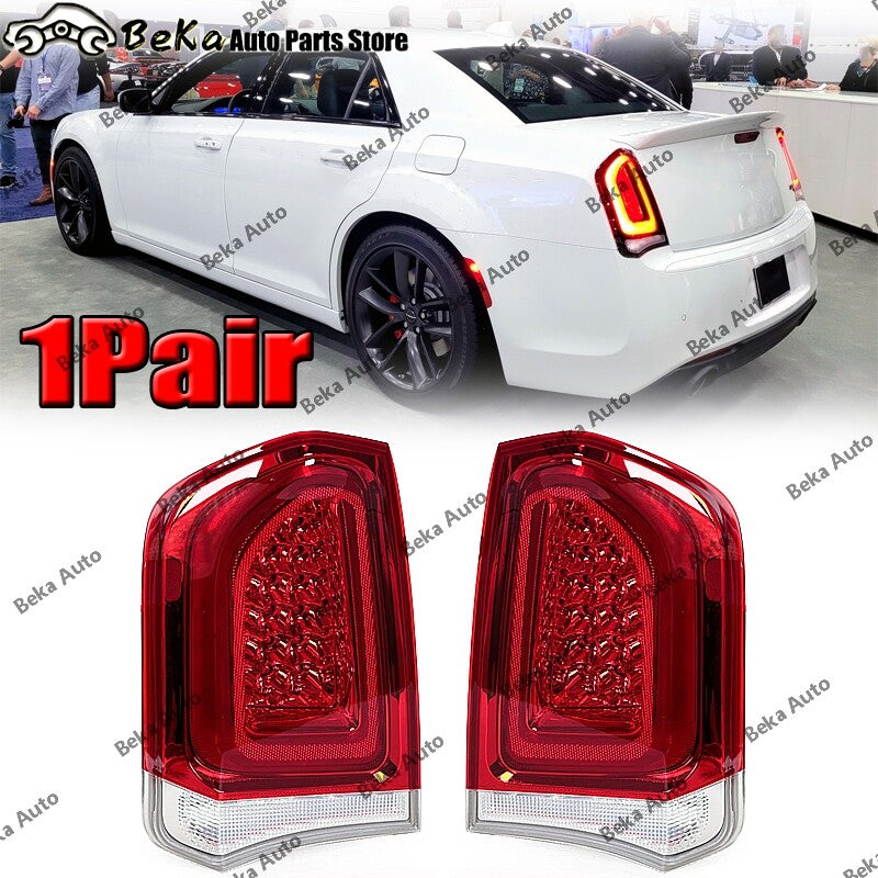 A pair of LED taillights, brake lights, and driving lights for Chrysler 300 2015-2023.