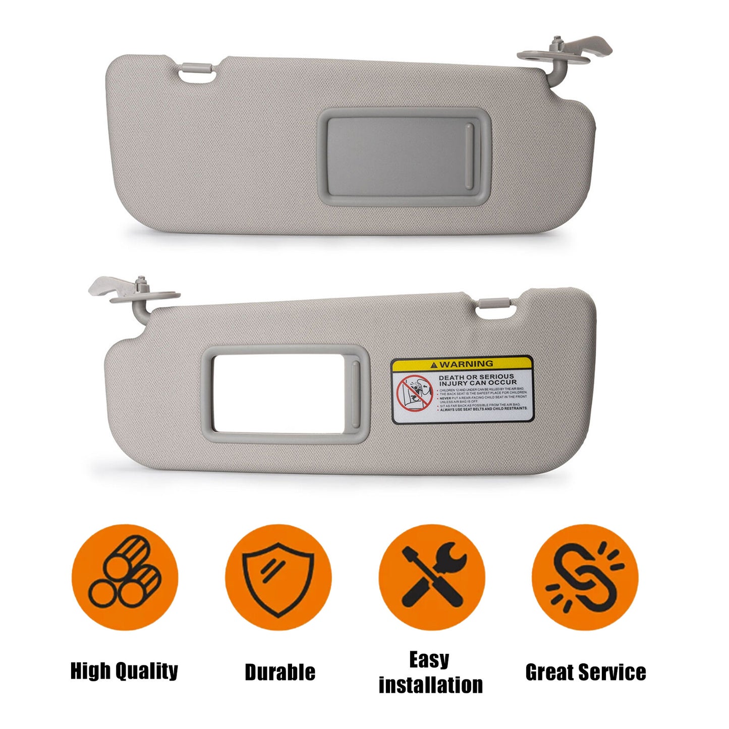 2-Pack for Hyundai for Elantra Gray 852103X000TX Brand New Car Sun Visors (Right + Left -)