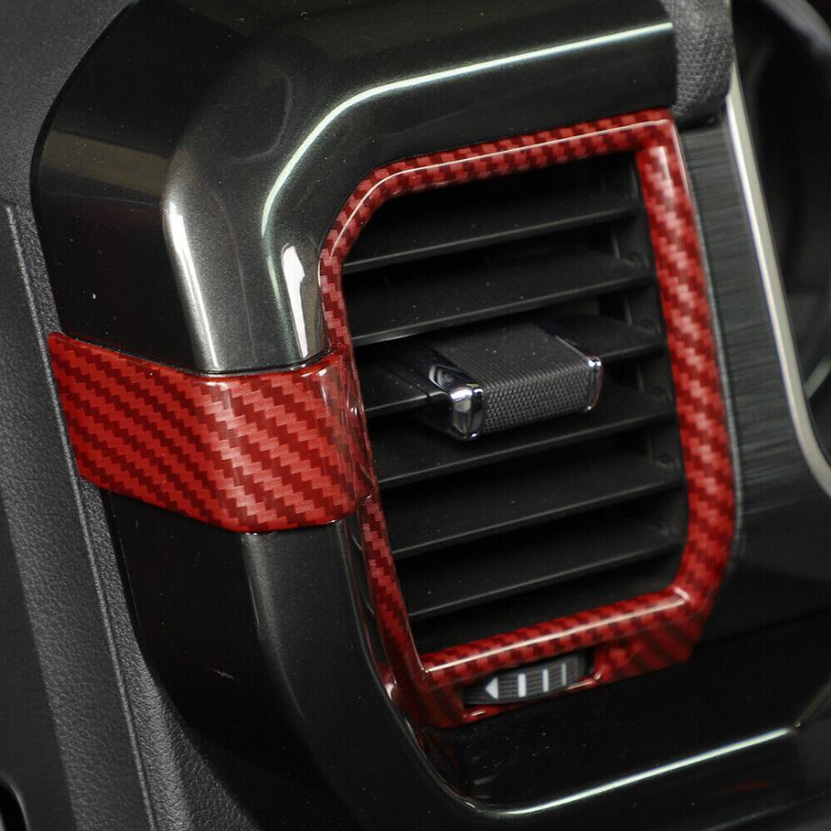 Suitable for 21-23 for Ford F150 Red Carbon Fiber Interior Dashboard Side Vent Cover Trim