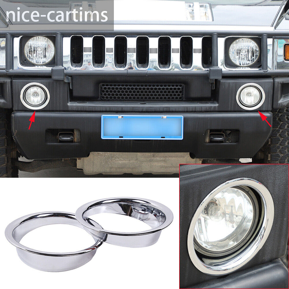 Chrome ABS Front Fog Light Lamp Ring Cover For HUMMER H2 2003-2009 Accessories