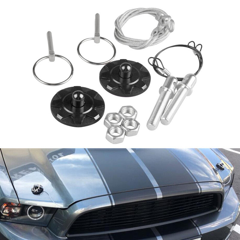 2-Piece Car Cover Pin Exterior Trim Kit with Steel Billet Aluminum Strip Ring G2M7 Universal