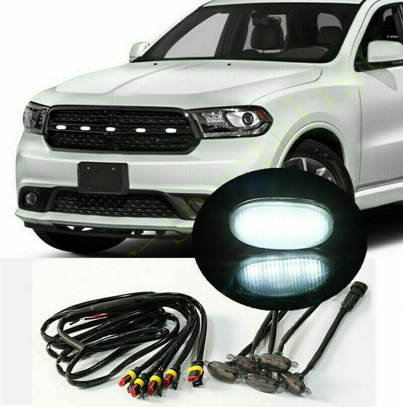 for Dodge Durango 2008-2024 Smoke Front Grille White LED Light Style DRL
