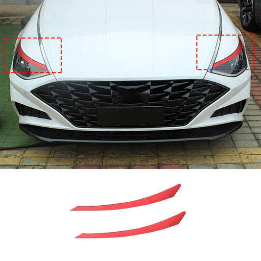 for Hyundai Sonata 2020-2023 Red Sticker Front Headlight Lamp Eyebrow Trim Cover