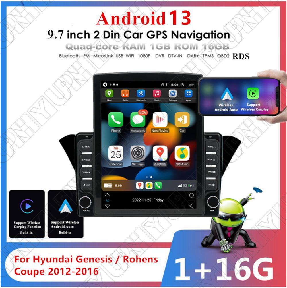 For 12-16 for Hyundai for Genesis Coupe Carplay Stereo Radio GPS Nav Wifi FM Player 9.7