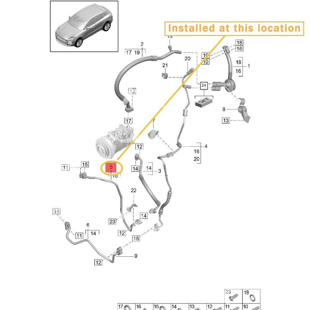 Equipment Manufacturer  for Porsche Macan Air Conditioning Refrigerant Piping: 95B260702H