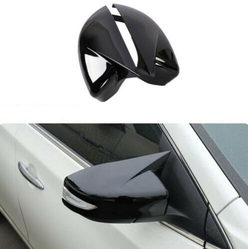 for Nissan Altima 2013-2018 ABS Ox Horn Rear View Mirror Cover Trim Glossy Black
