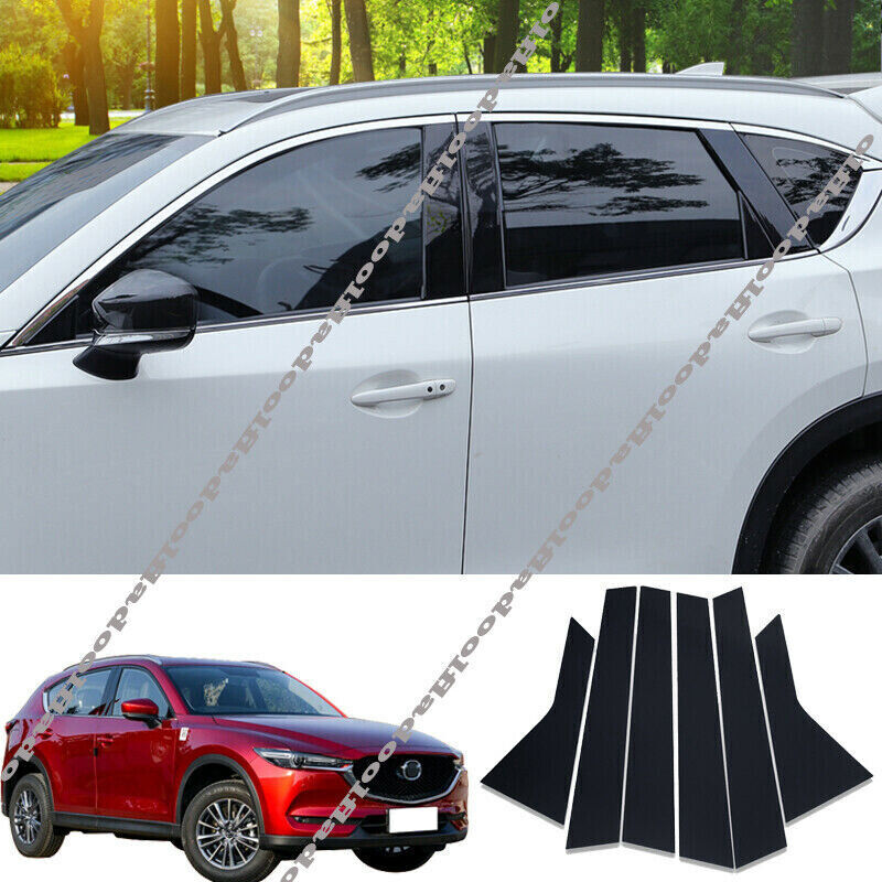 for Mazda CX-5 CX5 2017-2024 PC Black Pillar Posts Panel Door Trim Piano Covers