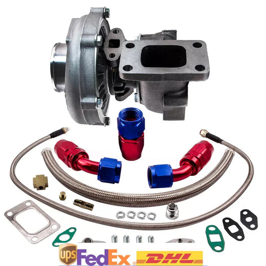 For T04E T3/T4 A/R.63 400+HP STAGE III Turbocharger+Oil Return Feed line kit