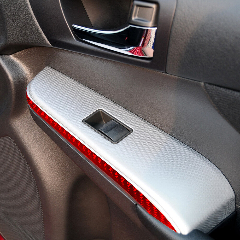 4x Red Carbon Fiber Car Window Lock Lift Panel Frame Trim for Toyota for Camry 12-14