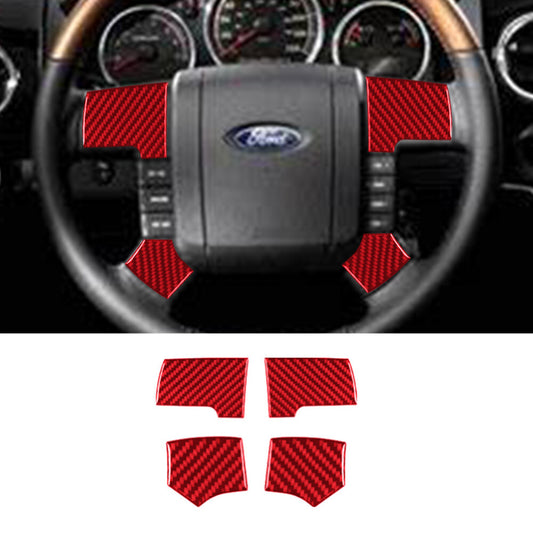 Red Carbon Fiber Steering Wheel Button Accent Trim Cover for Ford F150 2004-08