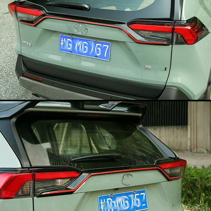 Red/Carbon Fiber Rear Trunk Lid Curve Molding Trim cover for Toyota RAV4 2019-24