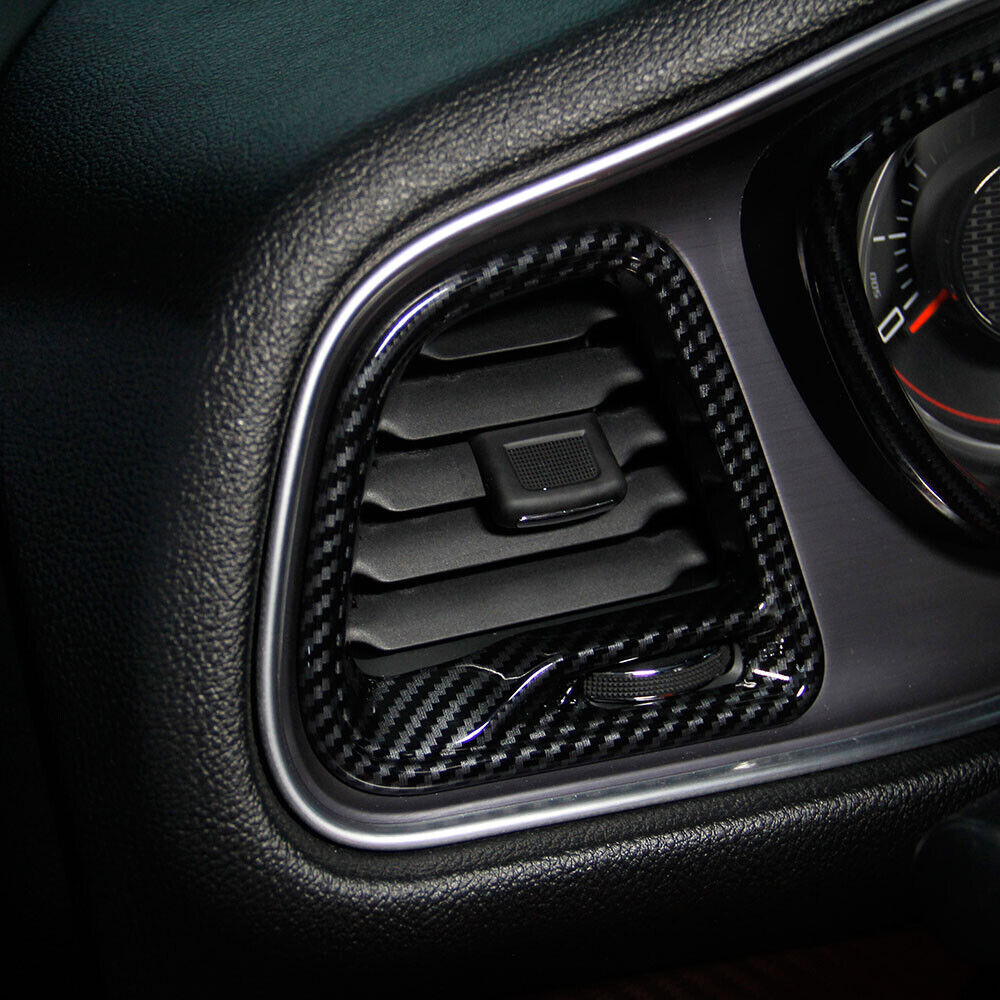 4pcs Carbon Fiber Air Vent Cover AC Outlet Trim Kit for Dodge for Challenger 2015-23