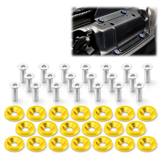 20Pcs Billet Aluminum Fender Bumper Washer Bay Dress up Bolt Screw Kit Gold