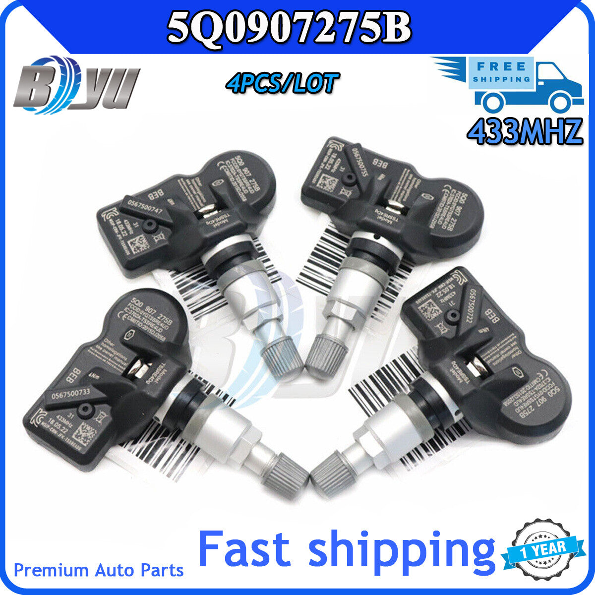 5Q0907275B 4X new TPMS Tire Pressure Monitoring Sensor for PORSCHE for AUDI for McLaren
