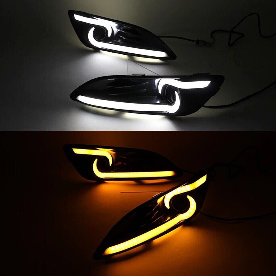 LED DRL Daytime Running Lights Fog Lamps Bumper Fit for Ford Fiesta 2013~2016