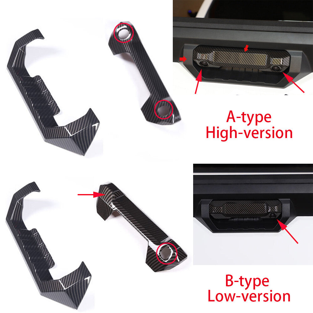 2Pcs Carbon Fiber ABS Rear Tailgate Handle Panel Cover For Toyot@ Tundr@ 2022-23