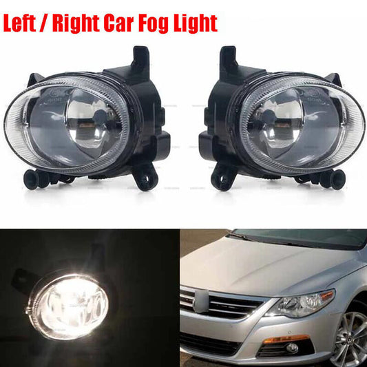 2-Piece Clear Lens Fog Lights for 2009-12 for Audi A4, Wagen B8, Wagen for VW CC, LH RH with Bulbs