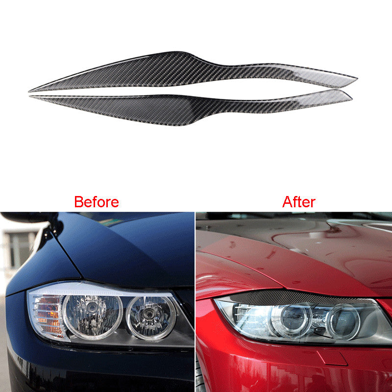 Carbon fiber headlights eyebrow trim for BMW E90 E91 2006-2011