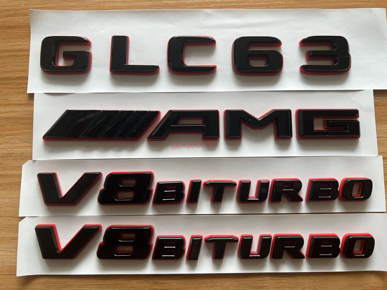 Black RED GLC63 AMG V8 BITURBO Emblem Badge Sticker Set For AMG GLC