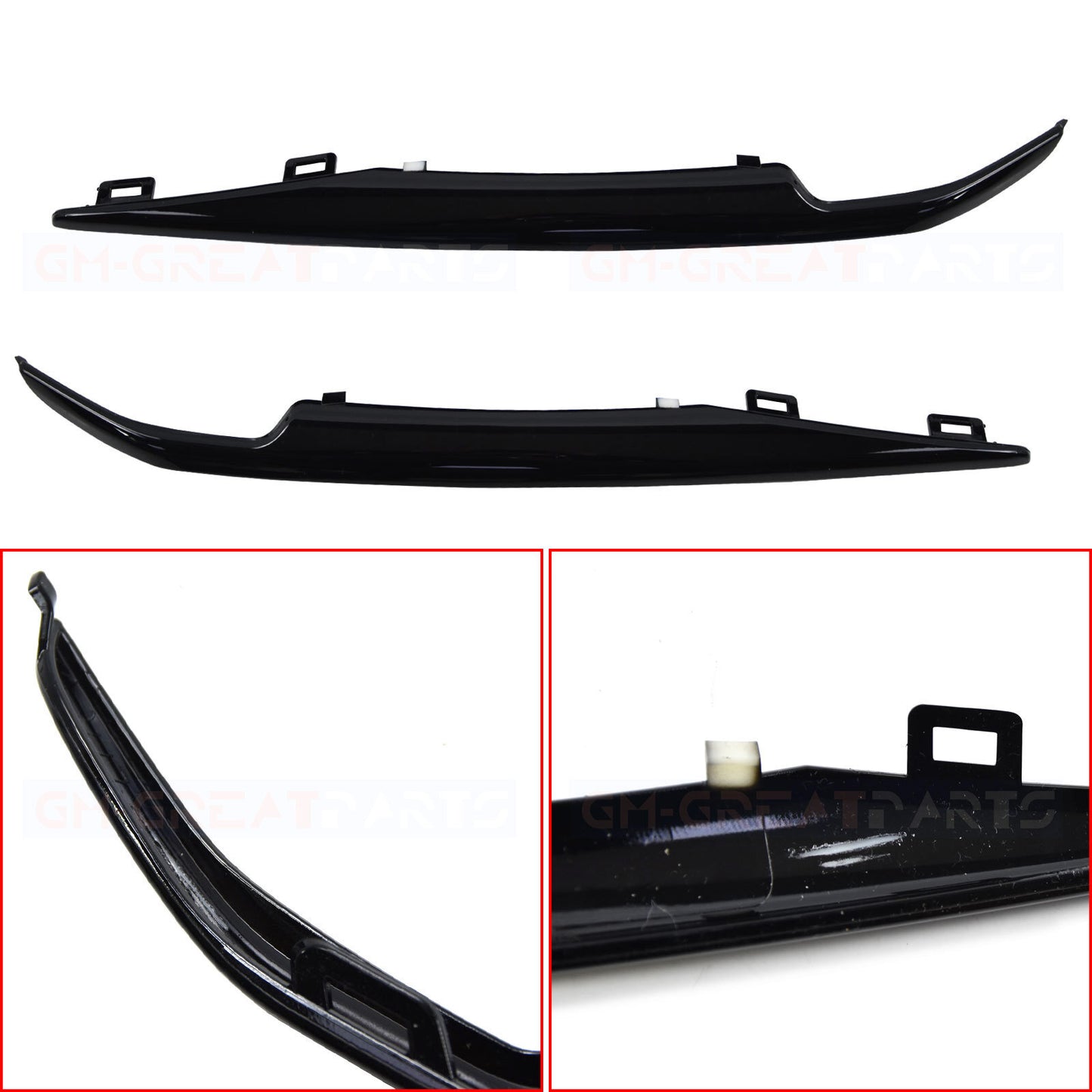ront Bumper Trim Set + Lower Grille Black For 2015-2020 for Cadillac for Escalade