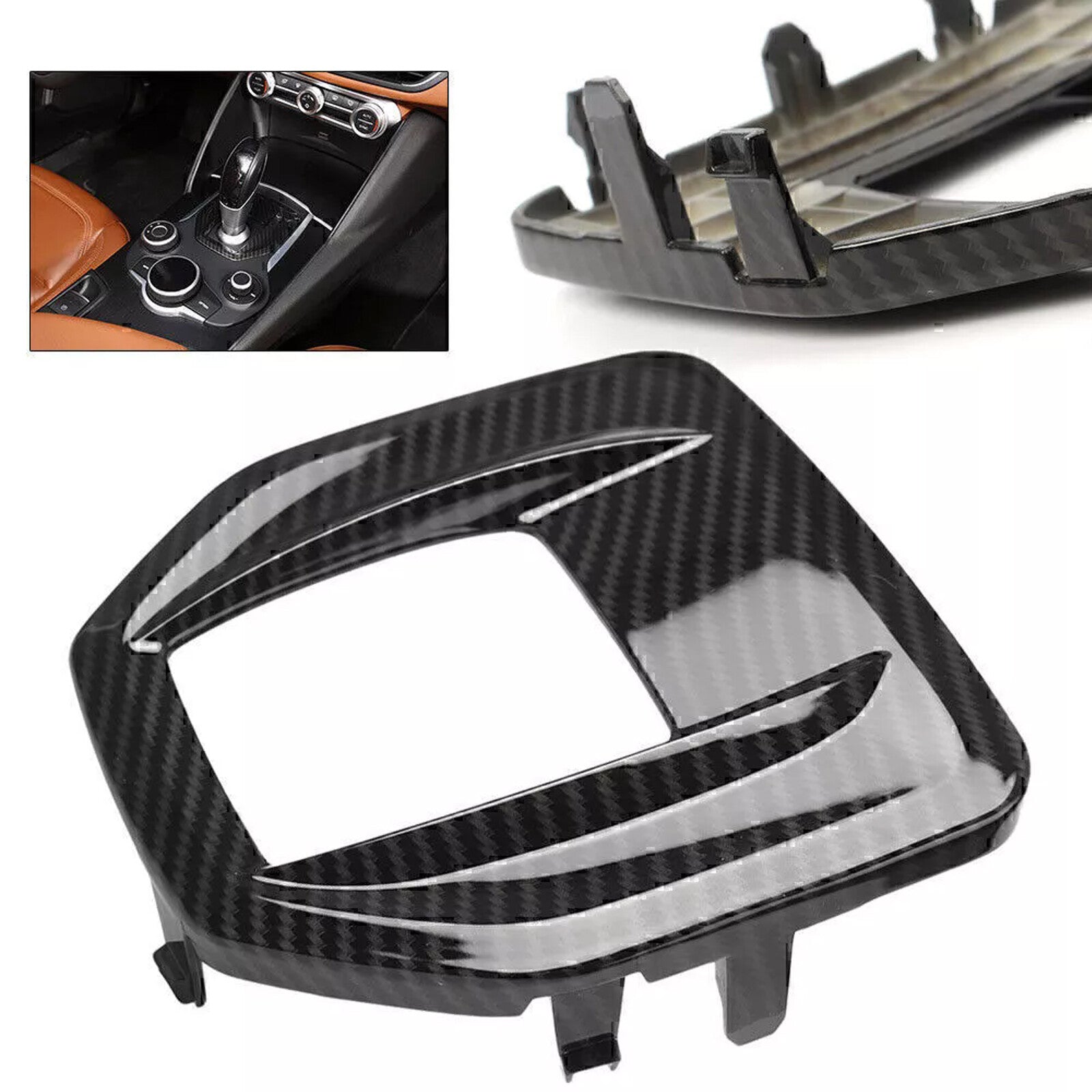 Carbon fiber style gear shift cover for Alfa Romeo Giulia for Stelvio 2017-16