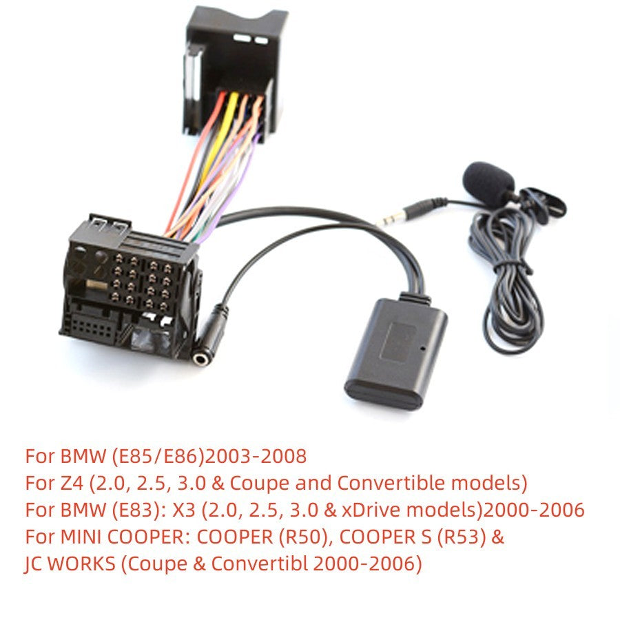 12Pin Car AUX Bluetooth 5.0 Adapter Module Cable + Mic for BMW Z4 X3 E83 E85 E86