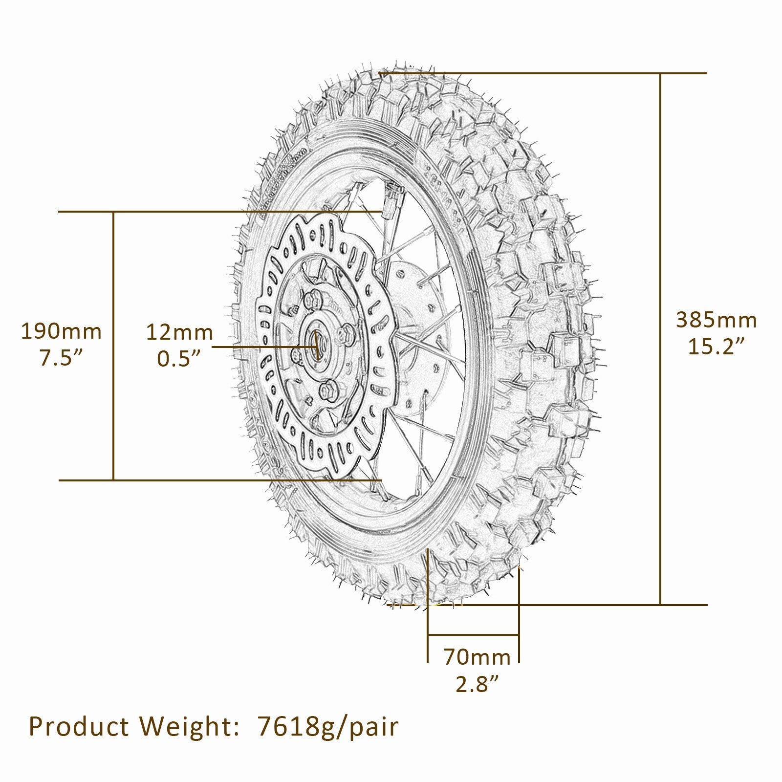 Front and rear wheel rims 2.50 - 10 + 3.00 - 10 rims for Mini off-road bike Razor Apollo CRF50