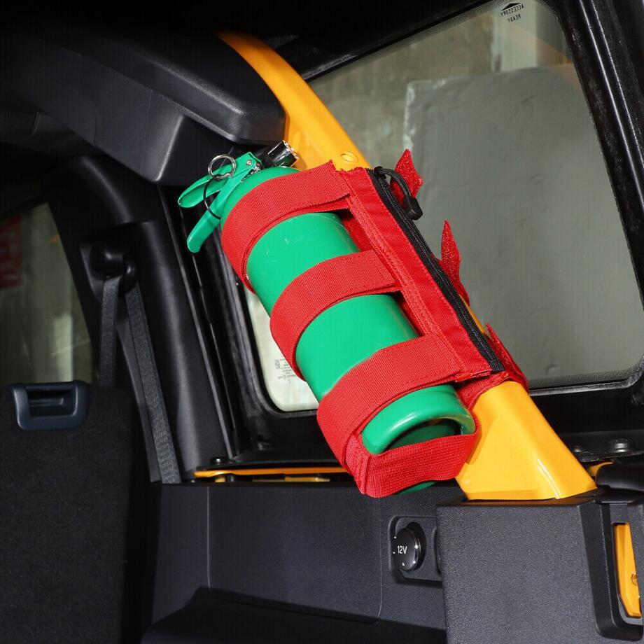 Red adjustable roller fire extinguisher holder for 2021-2024 for Ford for Mustang