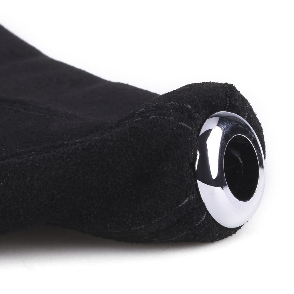 Genuine Leather Alcantara Suede Shift Knob Boot Cover Black Stitches