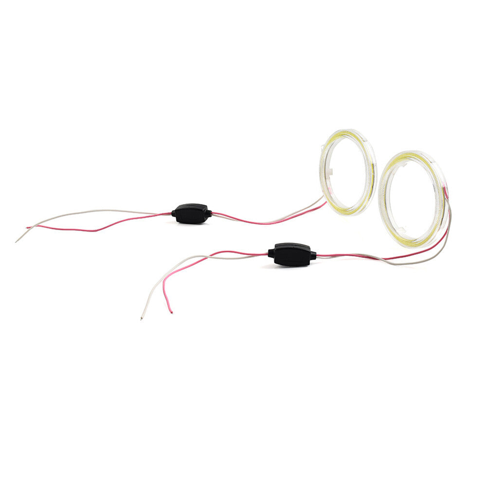 2x 12V 70MM DRL Car Fog Headlight COB Angel Eyes Halo Ring LED Lamp Light Yellow