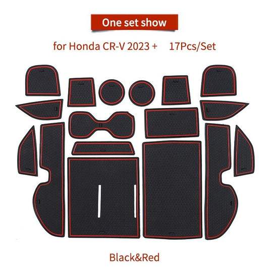 Anti-Slip Gate Slot Mat for Honda CR-V CRV 2023 + Non-Slip Door Groove Cup Pad