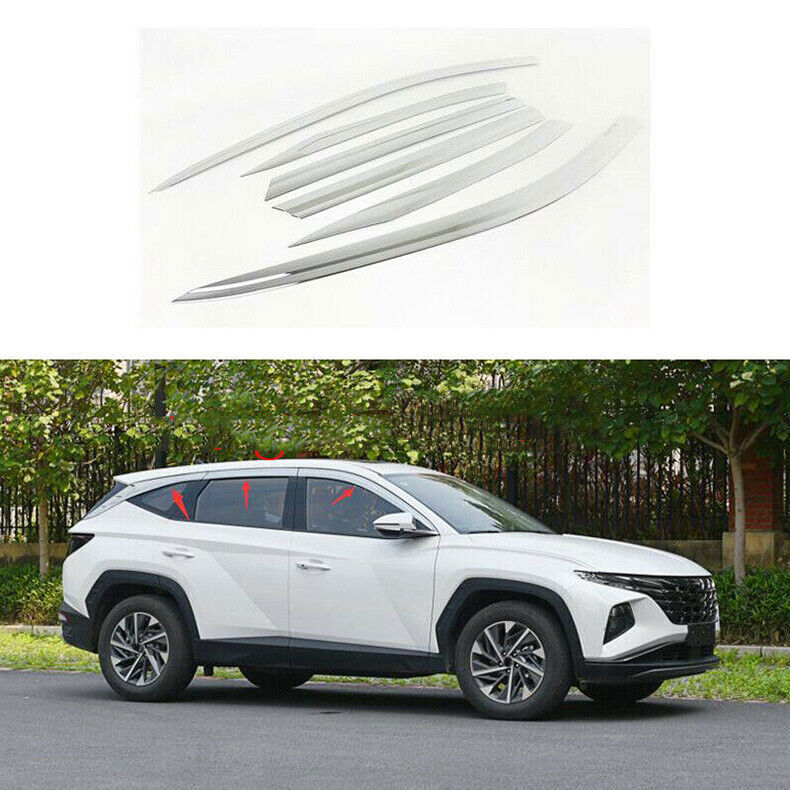 for Hyundai for Tucson 2022-2023 Chrome Window Visor Vent Shades Sun Rain Guard 6PCS