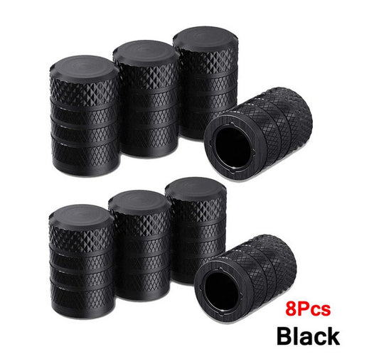 8-piece universal black tire valve cover rod air dust cover for Nissan