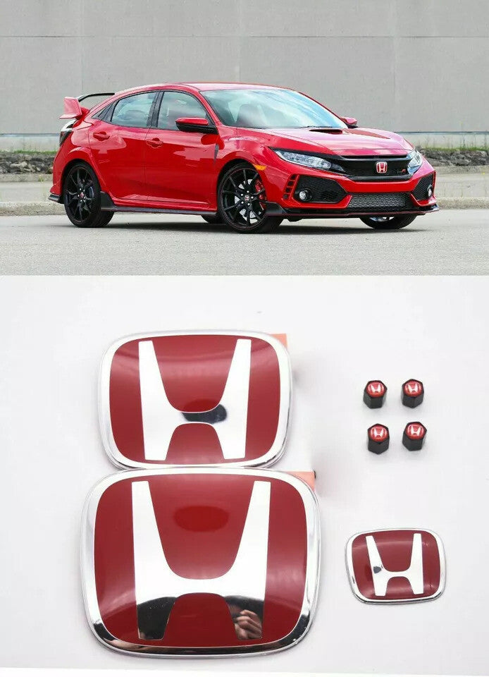 SET Red H Emblem Front Rear Steering Fit 2016-21 for HONDA for CIVIC Sedan HATCHBACK