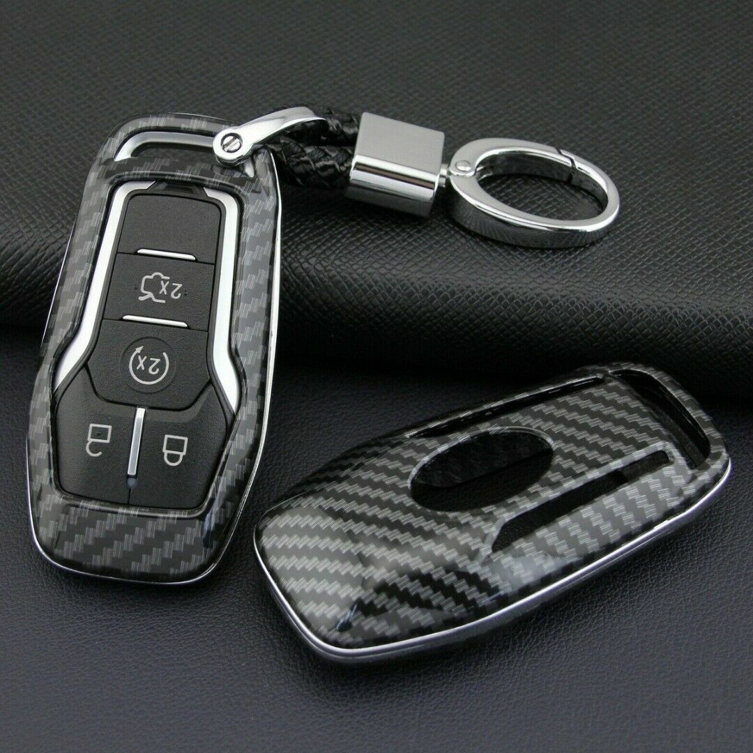 Carbon Fiber Hard for Smart Key Cover Accessories Chain Case for Ford for Lincoln US