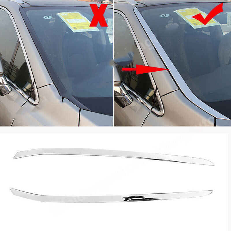 for Lexus RX350 RX450H 2016-22 Chrome Steel Front Windshield Side Trim Strip Set