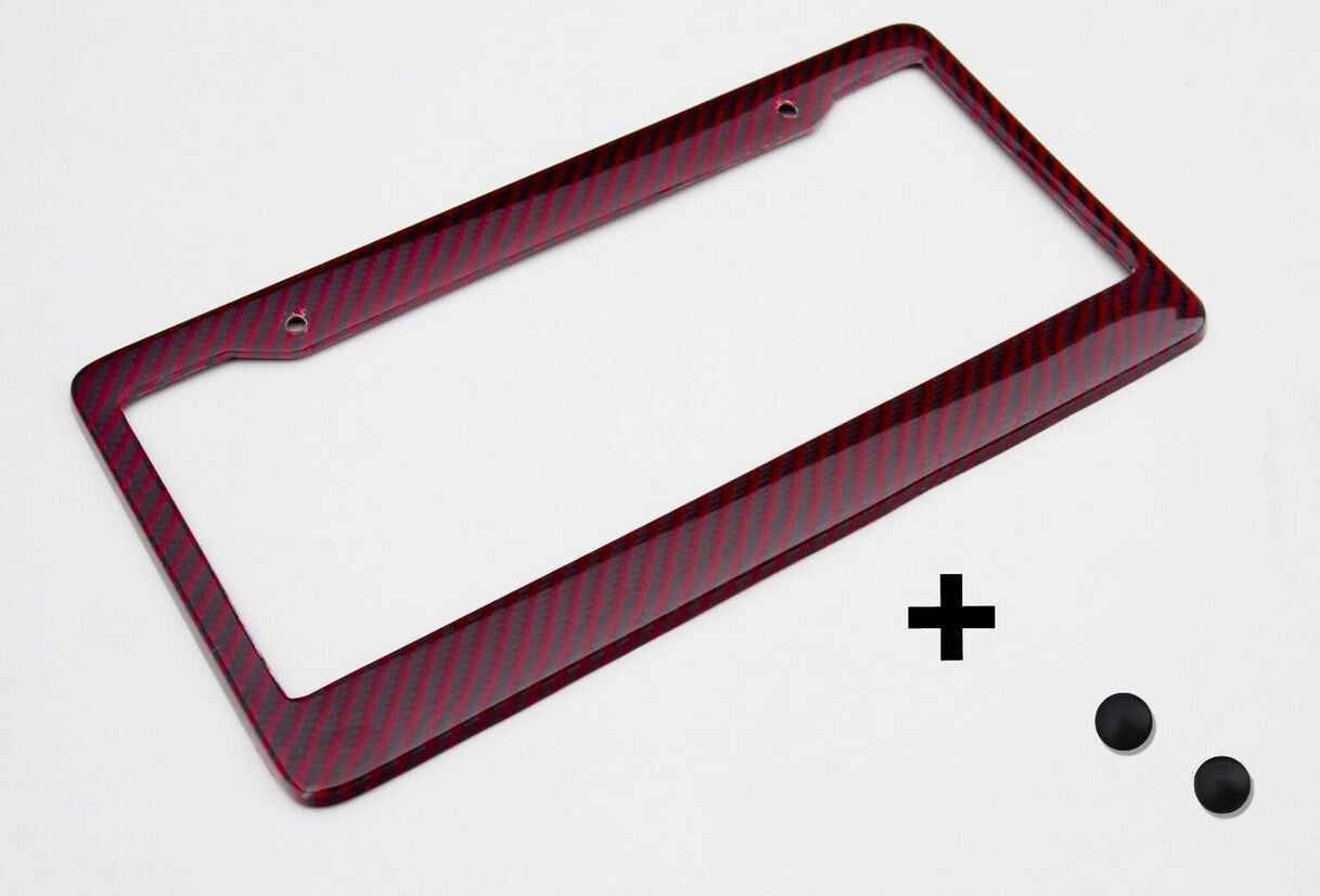Car license plate frame cover cap trunk red carbon fiber for Subaru