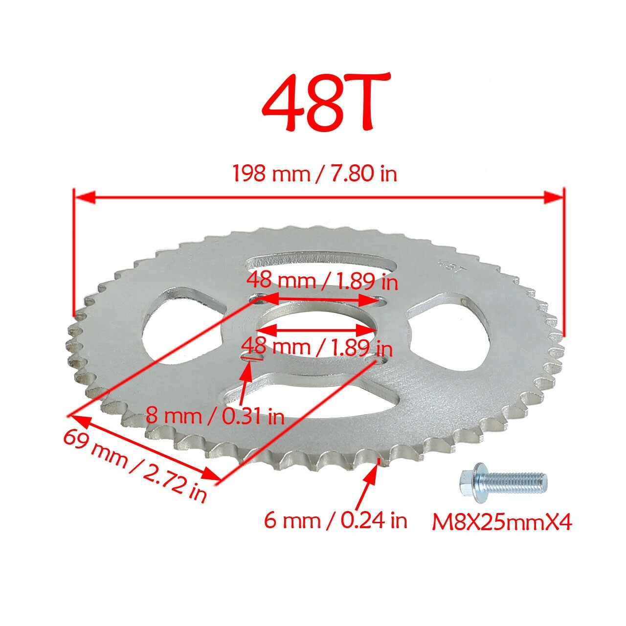 420 chain rear sprocket 48 teeth all-terrain vehicle four-wheel go-kart dirt pit bicycle cooler 125cc