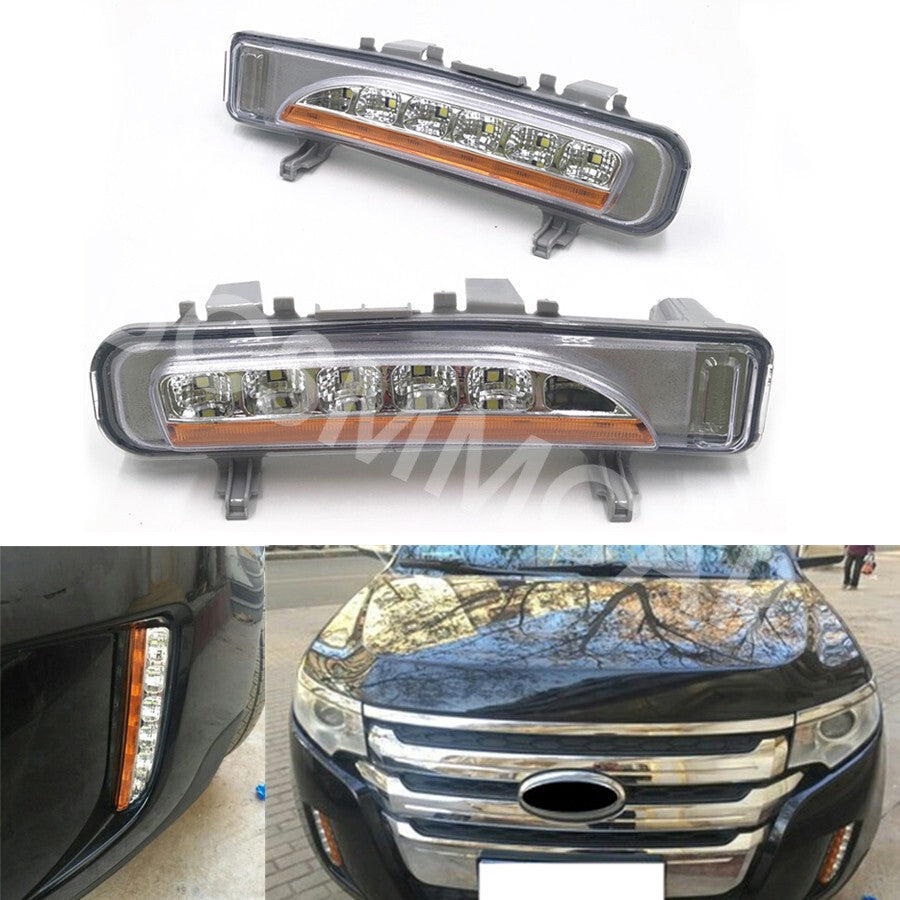 Car LED Daytime Running Lights Turn Signal Fog Lamp Fit for Ford Edge 2011-2014