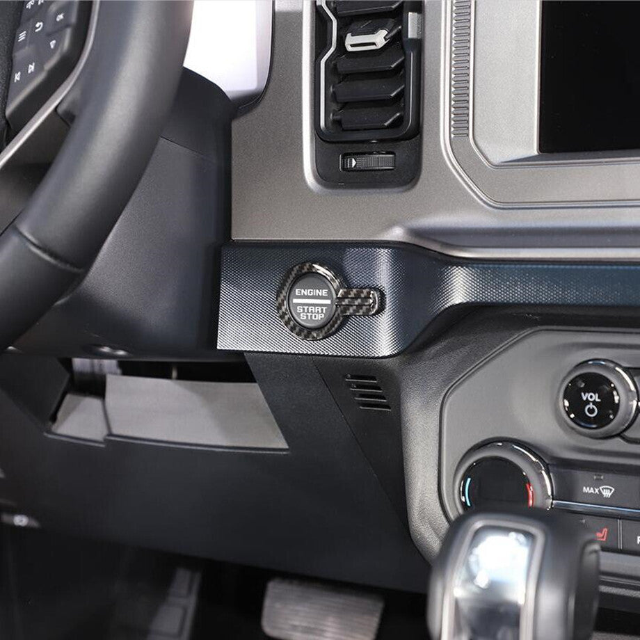Carbon fiber car engine start/stop button cover trim for Ford for Mustang 21-24 accessories