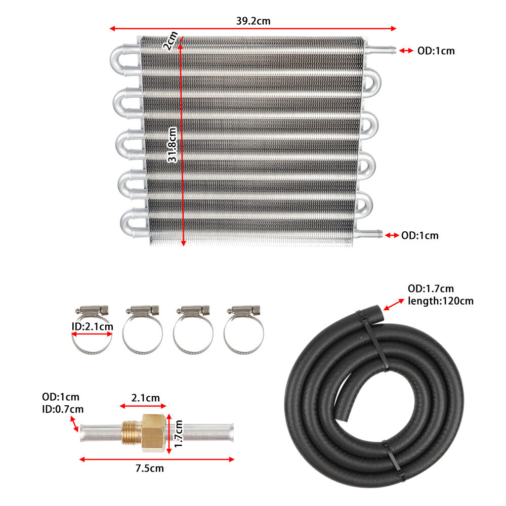 Universal 5/16-inch Transmission Oil Cooler Kit 10 Pass Pipeline and Fin Cooler Kit