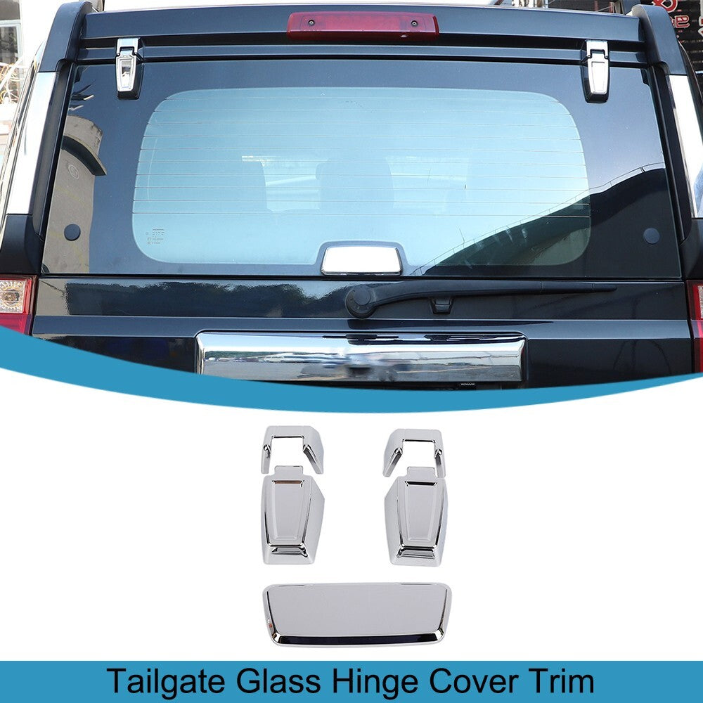 Tailgate Rear Window Glass Hinge Cover Trim for Jeep Commander 2006-2010 Chrome