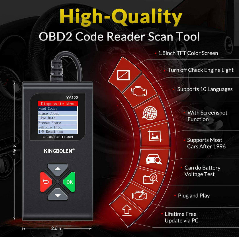 YA100 Automotive Diagnostic Tool OBD2 Scanner Code Reader for Checking Engine Faults in for Fiat