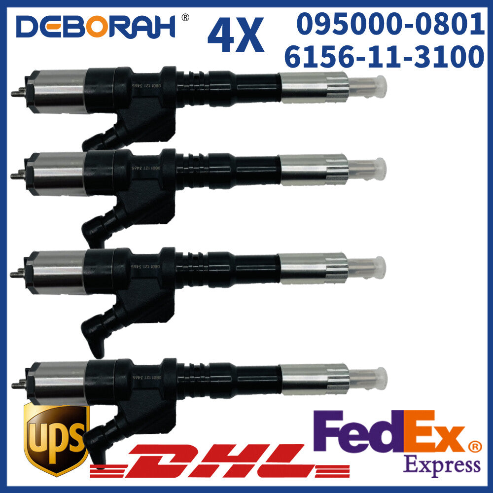 4PCS Fuel Injector 095000-0800 095000-0801 For Komatsu Pc400-7 WA470-5