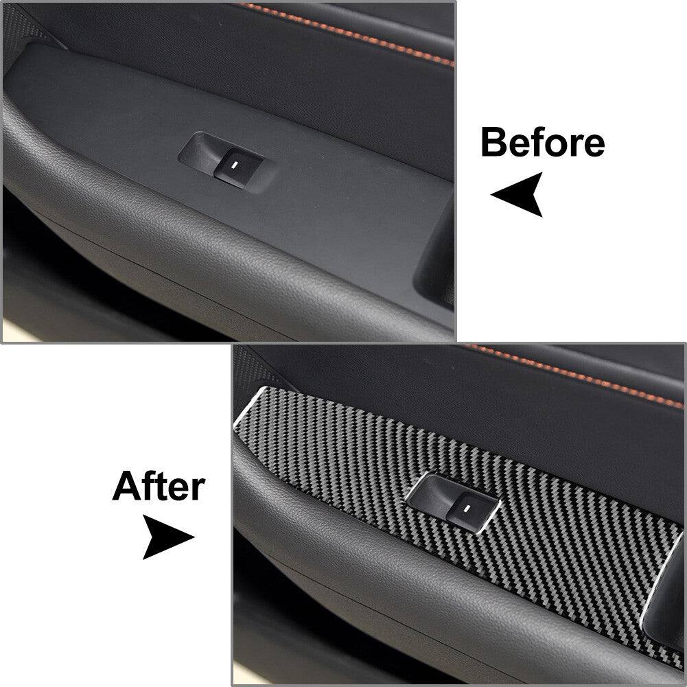 Carbon Fiber Window Lift Switch Panel Cover Trim for Hyundai Sonata 9th 15-19 15