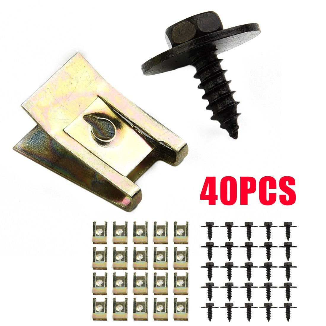 40x/set U Nut Hex Screw Speed Fastener Undertray Sheet Metal Clip Fixing For