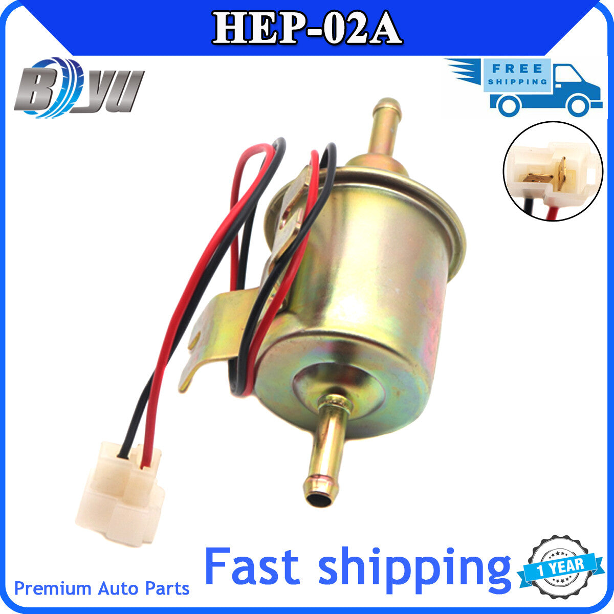 HEP-02A Electric Low-Pressure Gas/Diesel Fuel Pump, In-line Fuel Pump 12V