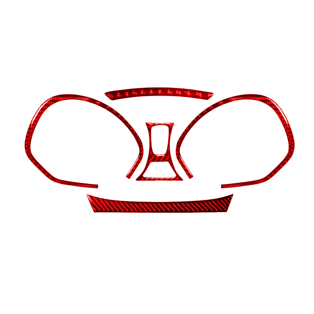 5Pcs Red Carbon Fiber Ineterior Speedometer Cover Trim for Ford Fiesta 2011-2015